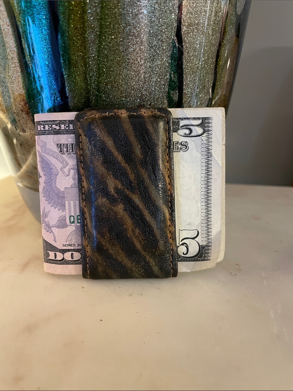 Genuine Elephant leather( ethically culled)Money Clip